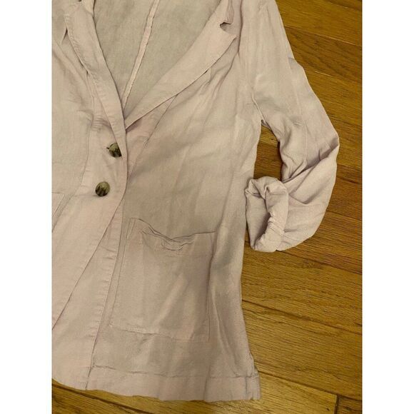 American Eagle Women's pink Linen-Blend Blazer With Button Closure size medium - Picture 2 of 8